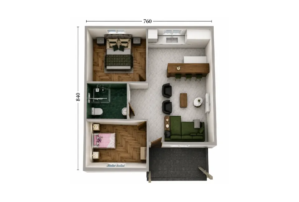 PE007 - 2+1 61 m² Prefabrik Ev