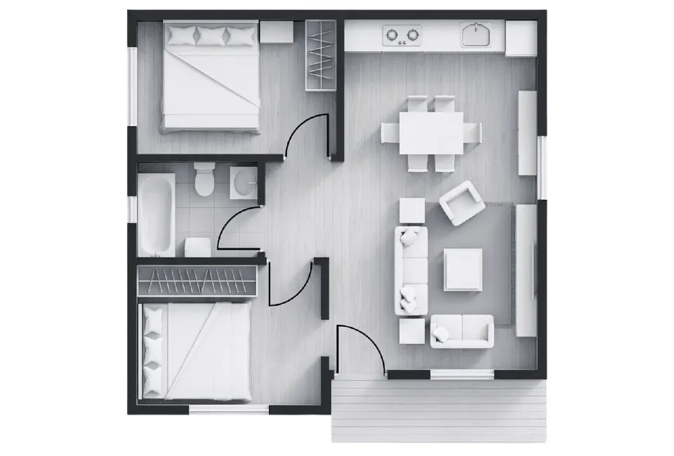 HCE-065 | 65m² Hafif Çelik Prefabrik Ev
