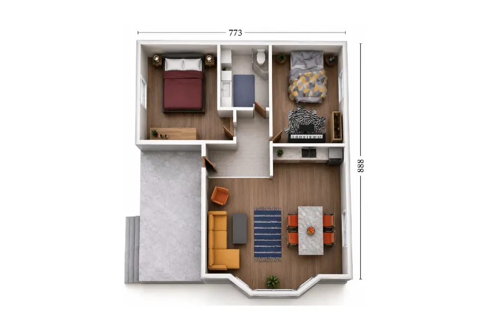 PE009 - 2+1 70 m² Prefabrik Ev