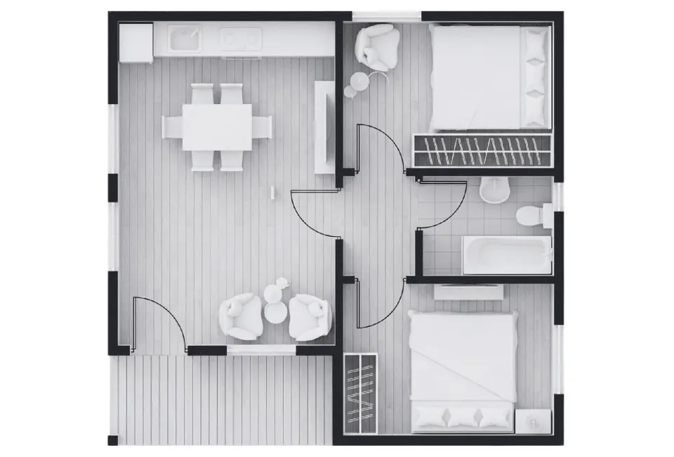 HCE-060 | 60m² Hafif Çelik Prefabrik Ev