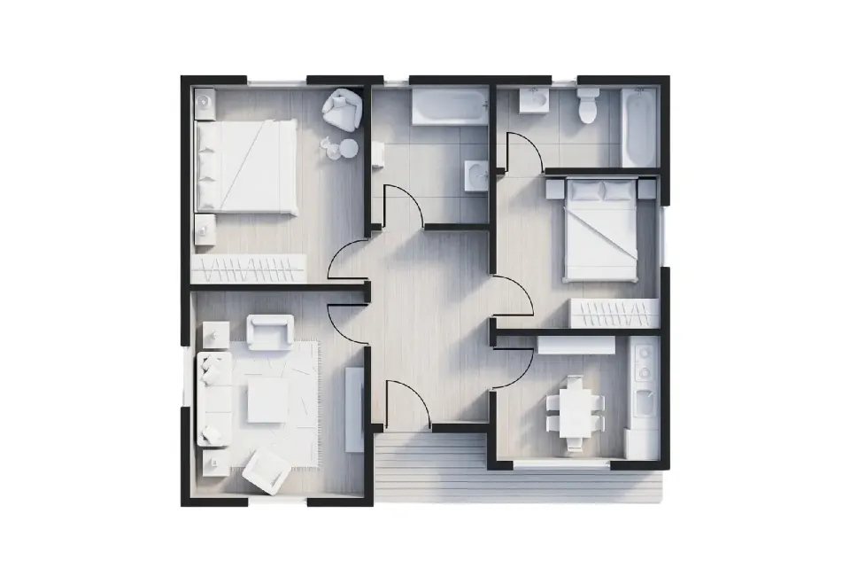 HCE-085 | 85m² Hafif Çelik Prefabrik Ev