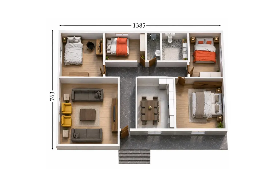 PE025 - 4+1 125 m² Prefabrik Ev